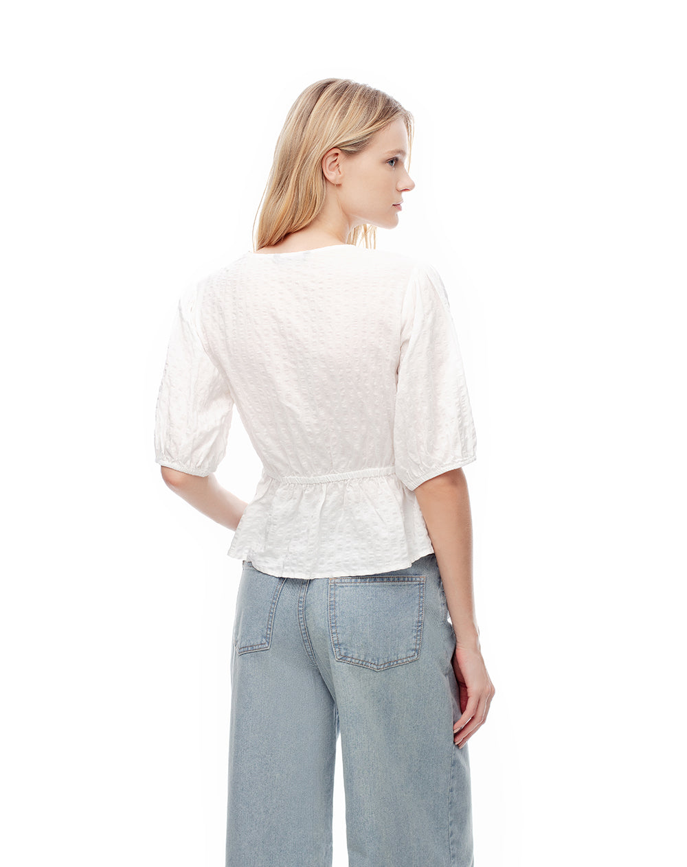 Camisa loose fit manga corta blanca