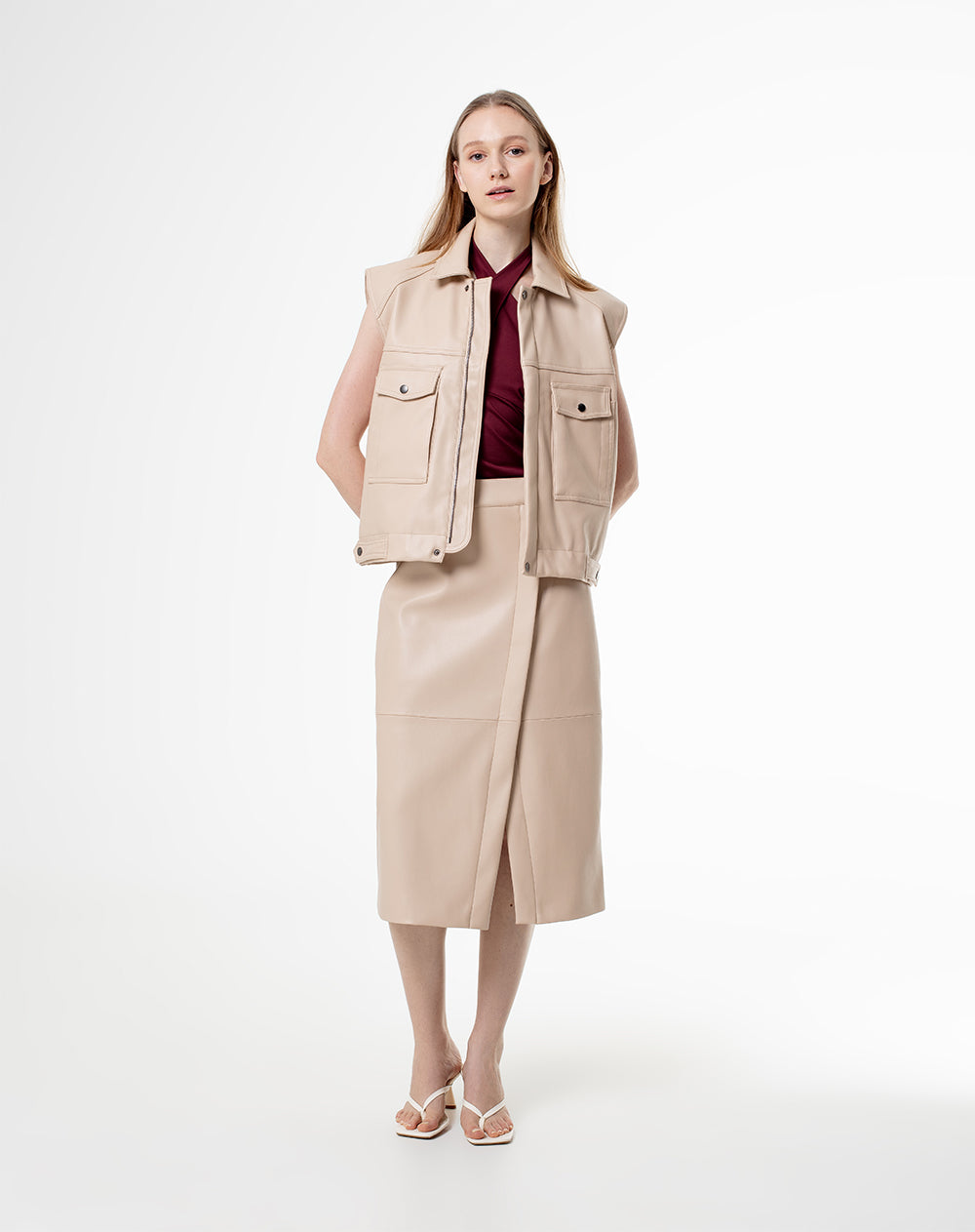 Chaleco oversized fit sin capucha kaki