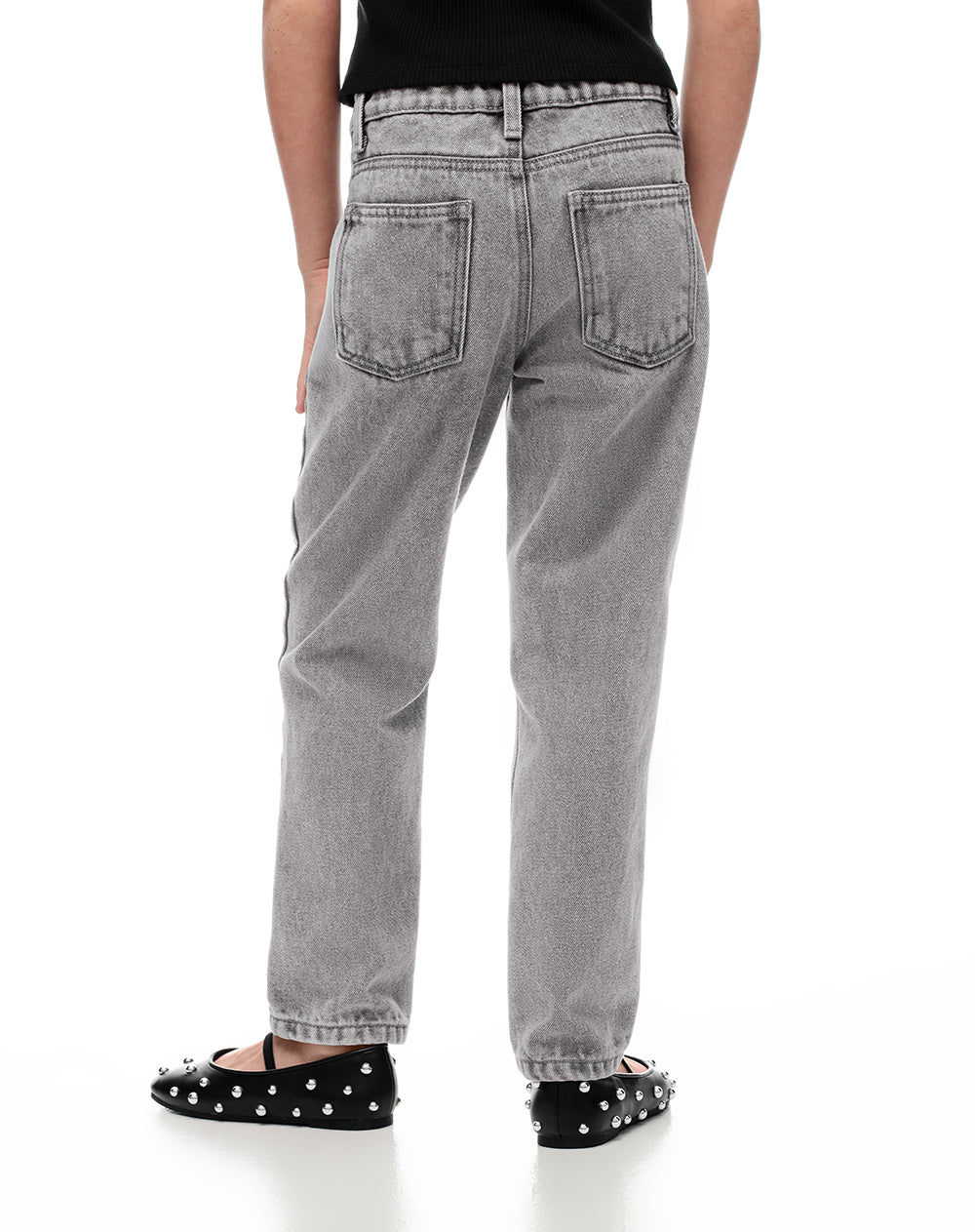 Jean mom fit fit tiro medio denim gris