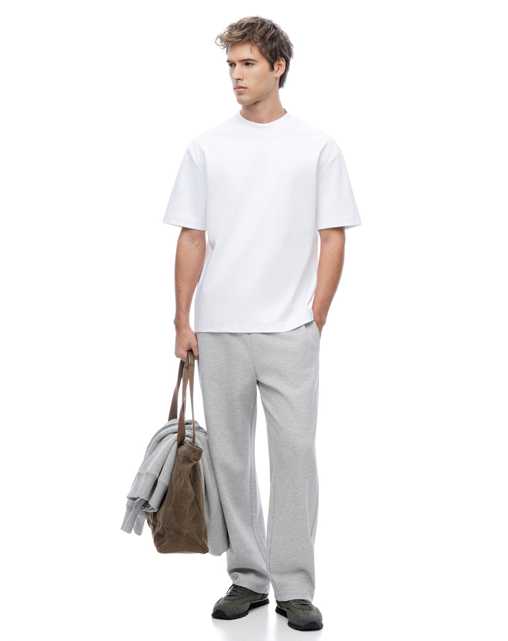 Camiseta manga corta oversize algodón blanca hombre