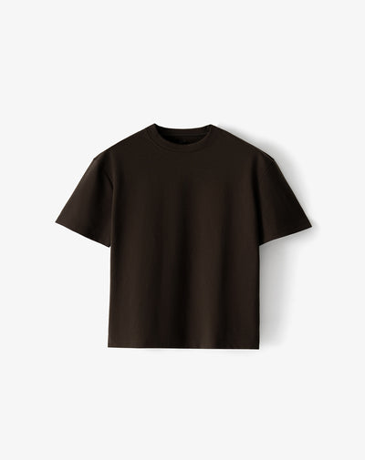 Camiseta regular manga corta café hombre