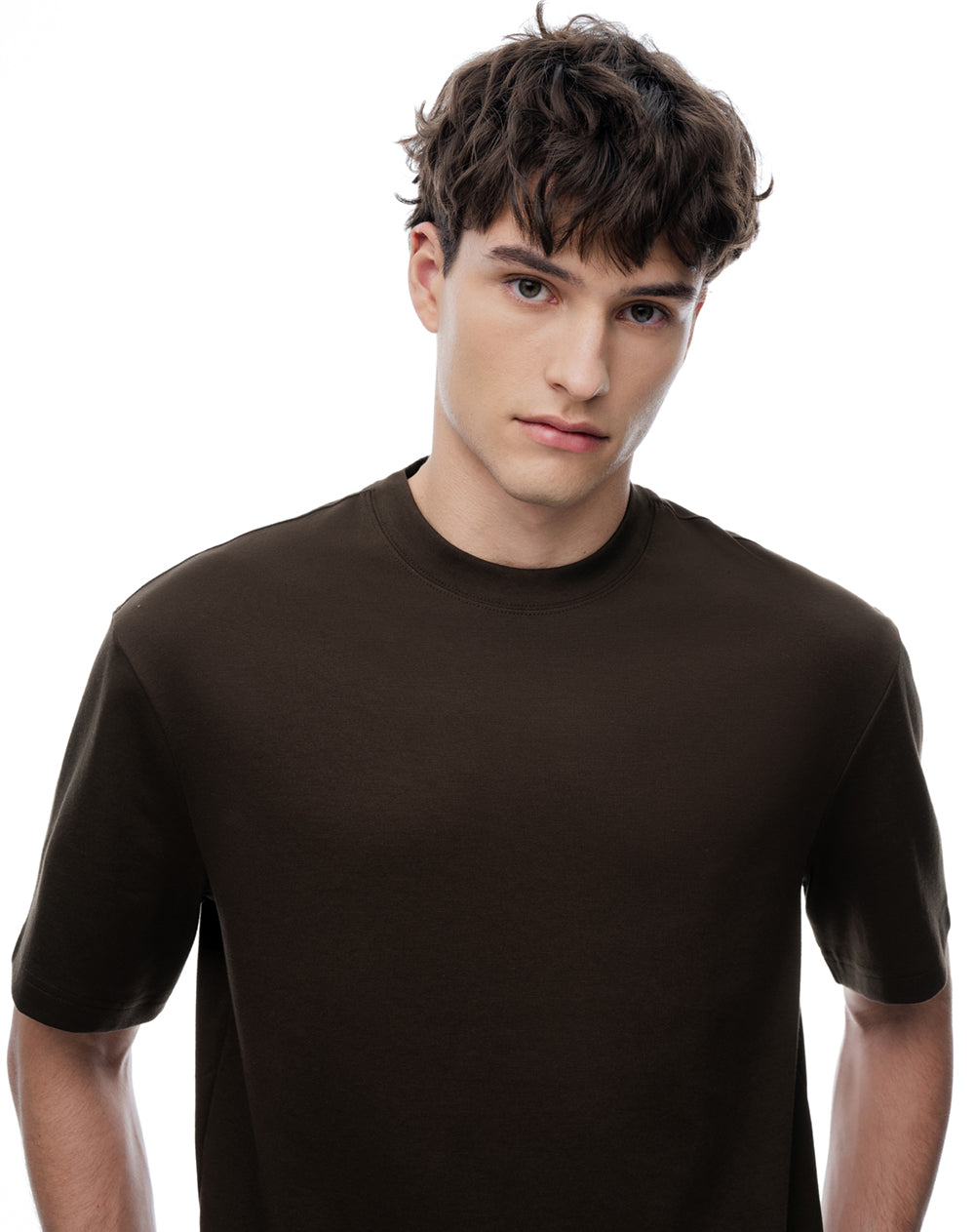 Camiseta manga corta oversize algodón café hombre