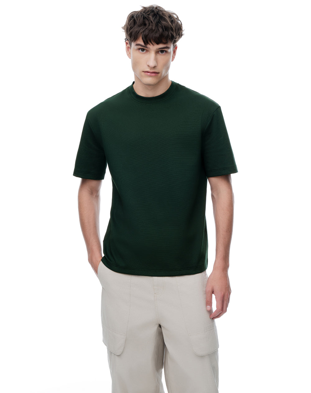 Camiseta regular manga corta verde hombre