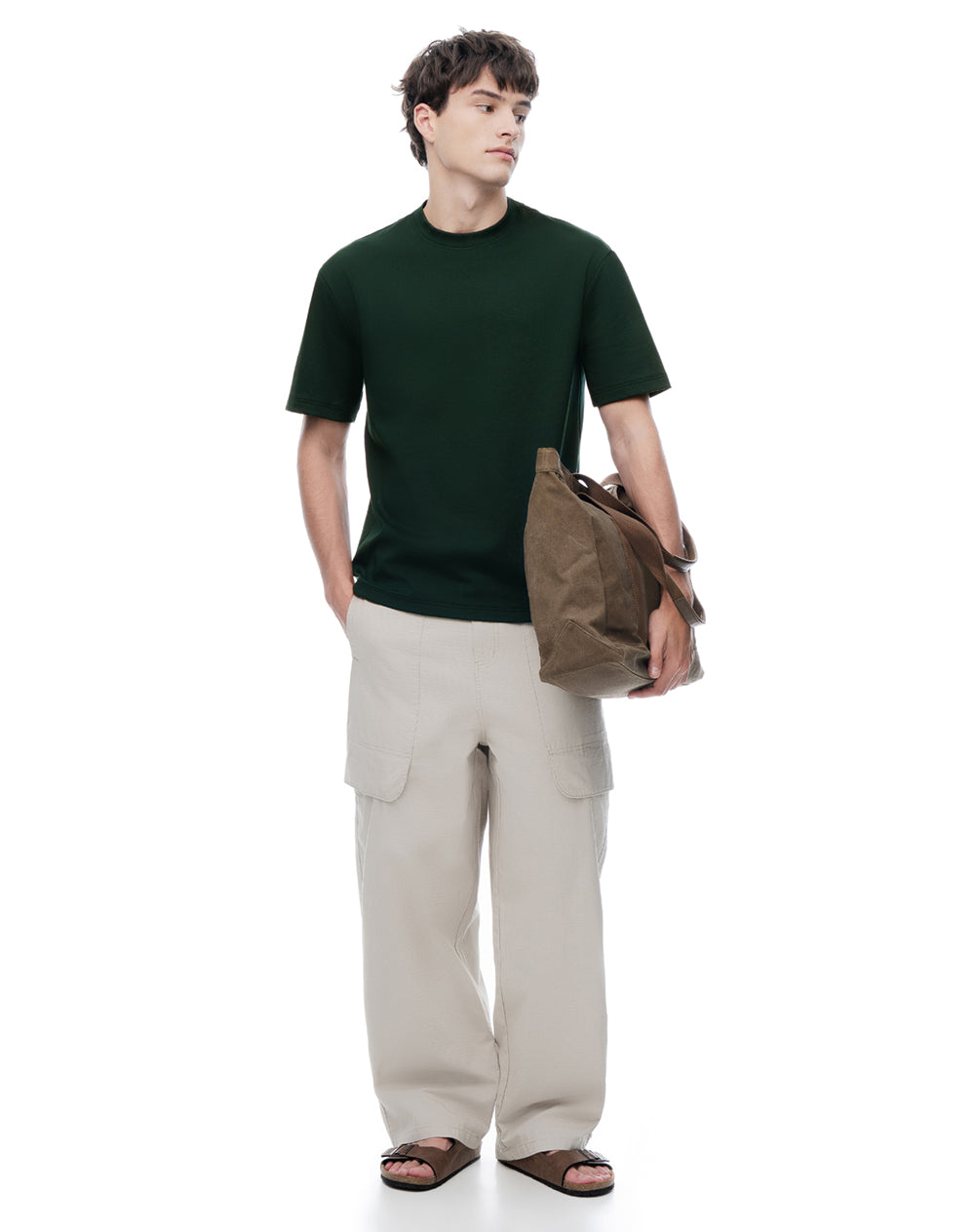 Camiseta regular manga corta verde hombre