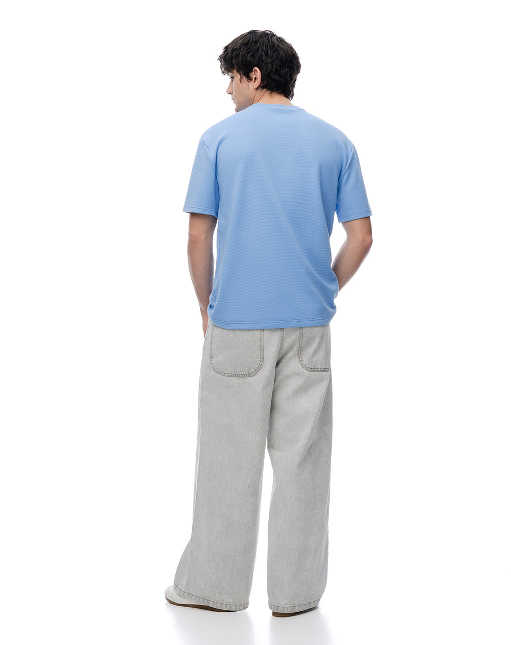Camiseta regular manga corta azul hombre