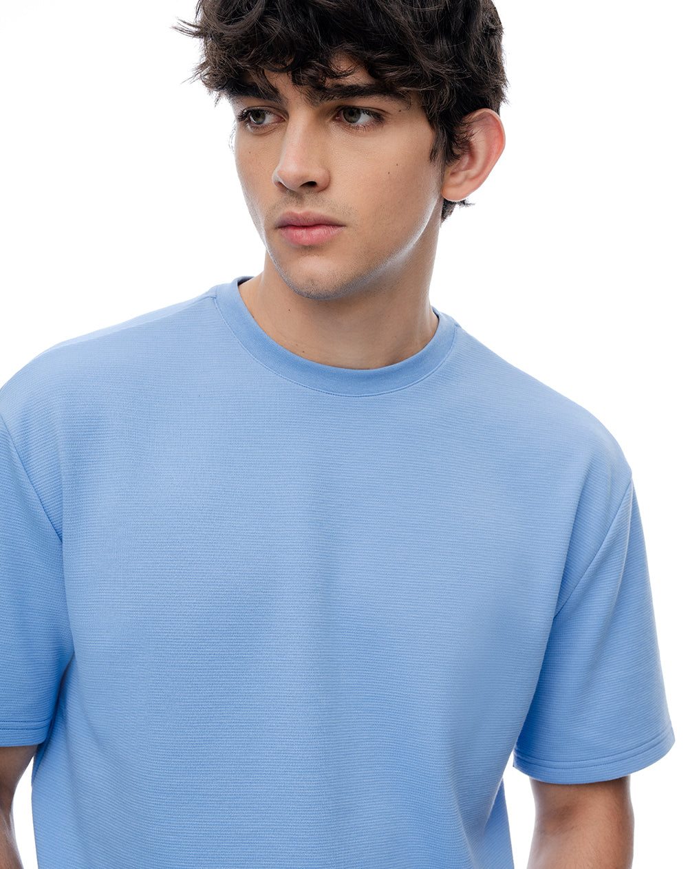 Camiseta regular manga corta azul hombre