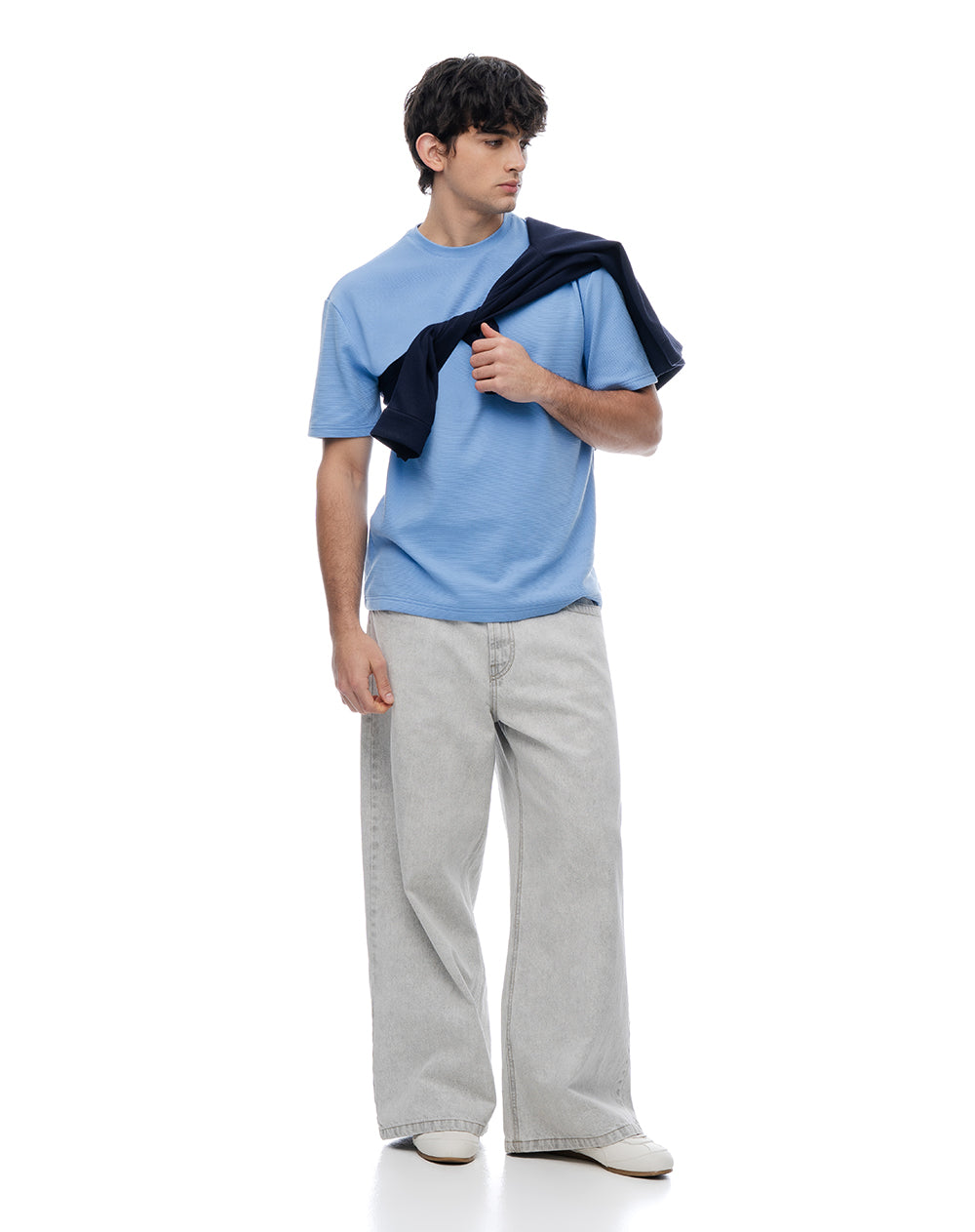 Camiseta regular manga corta azul hombre