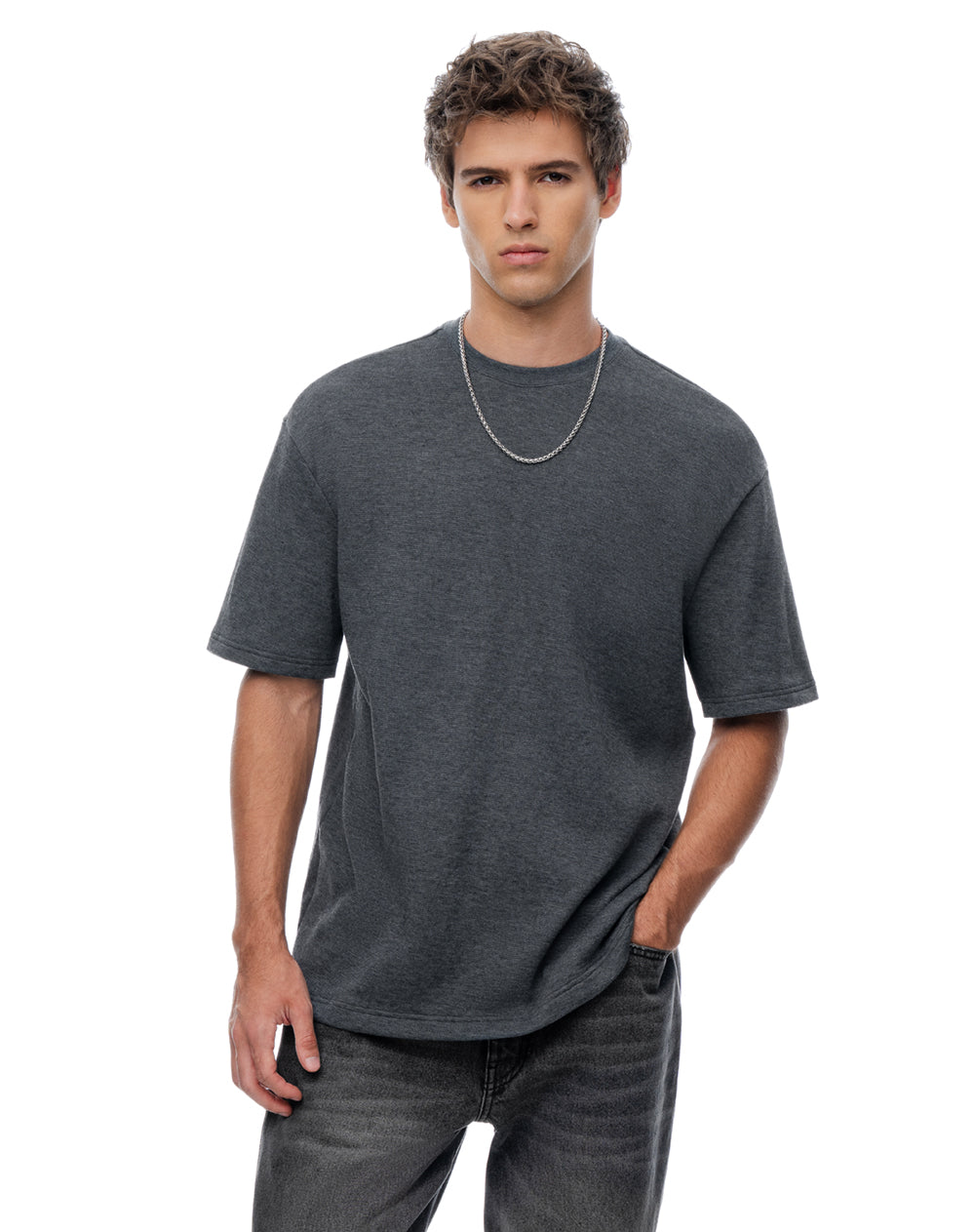 Camiseta regular manga corta gris ada hombre