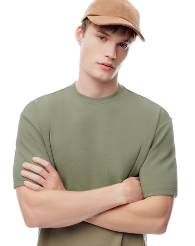 Camiseta regular fit manga corta verde oliva