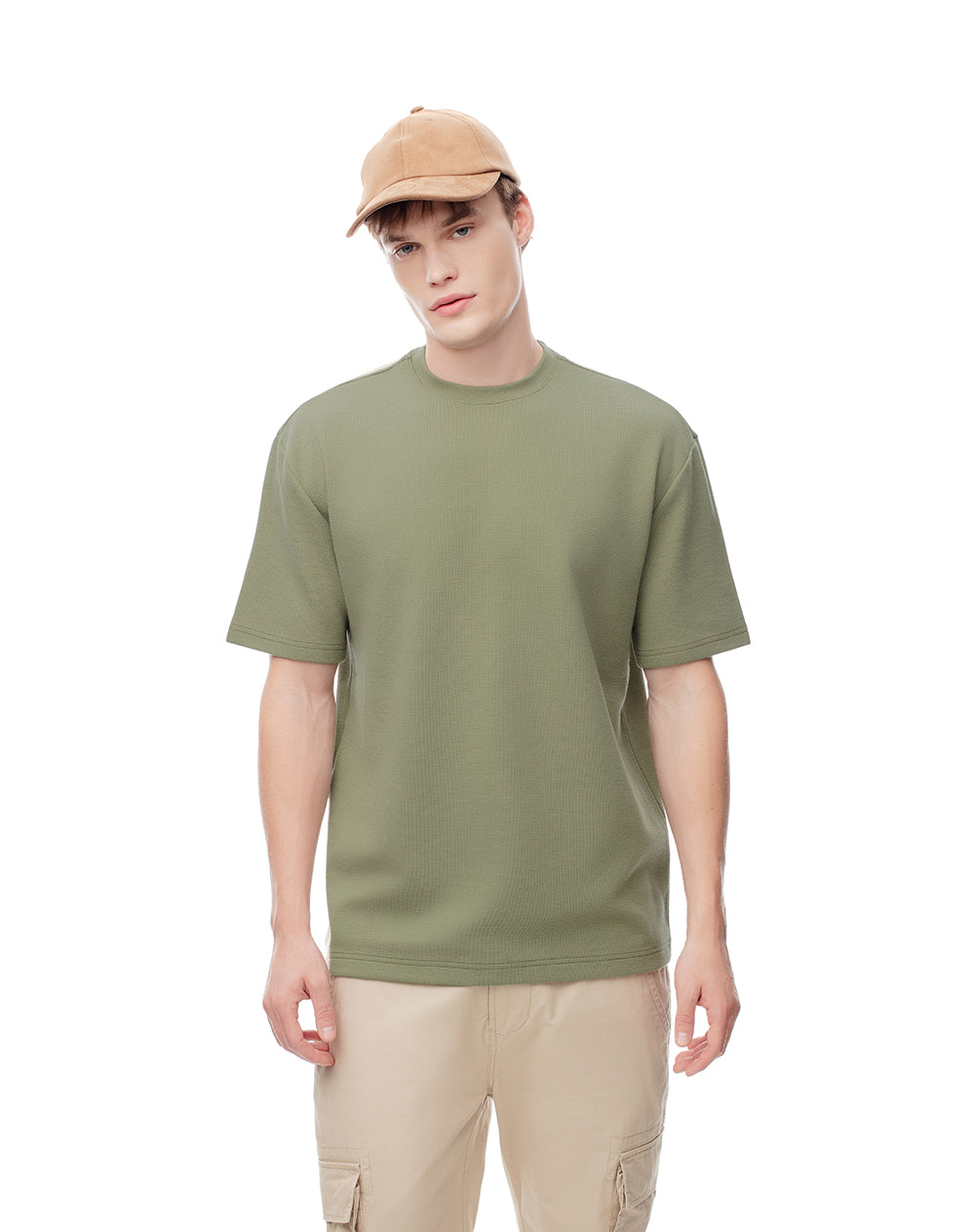 Camiseta regular fit manga corta verde oliva