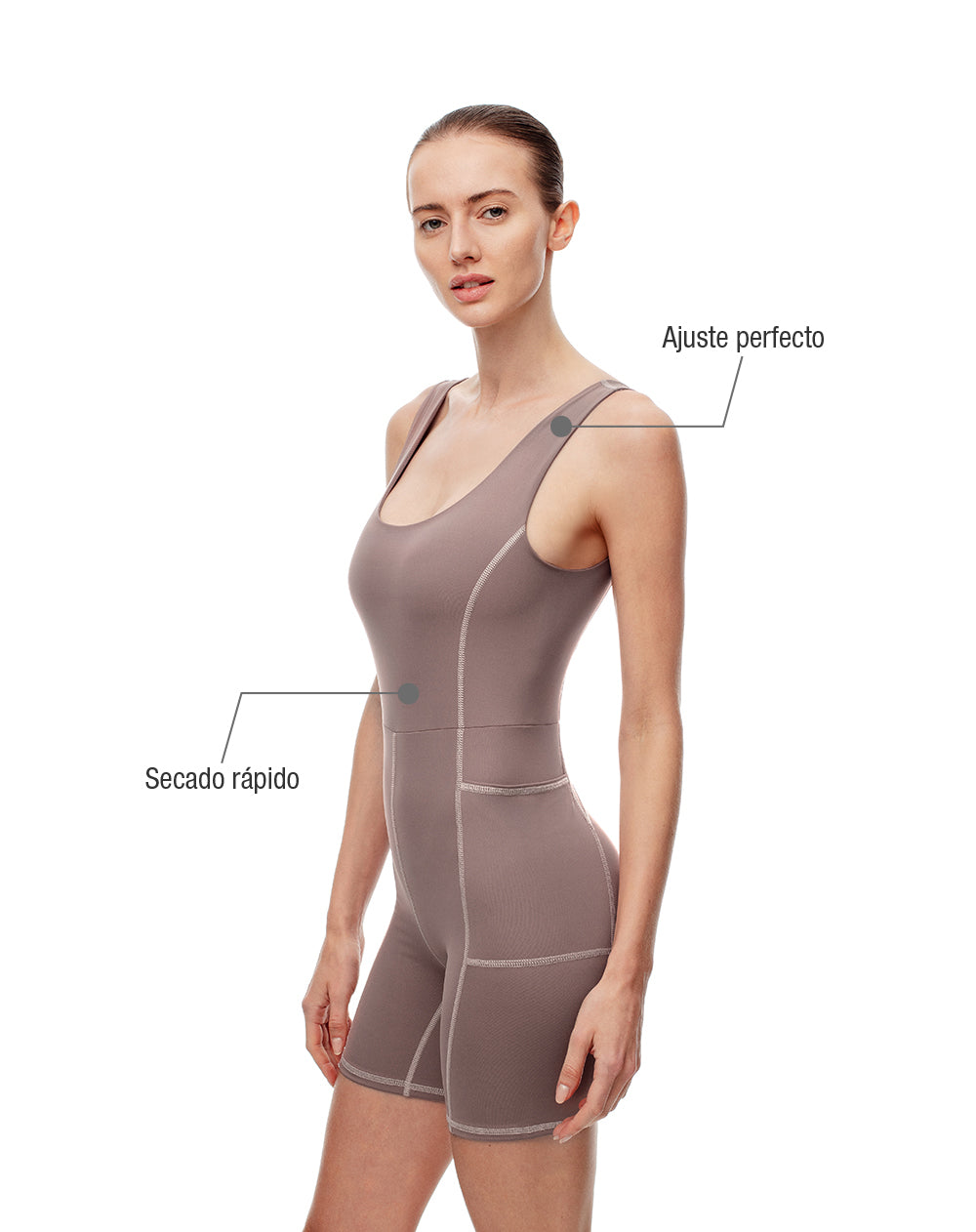 Eneterizo deportivo secado rápido café mujer