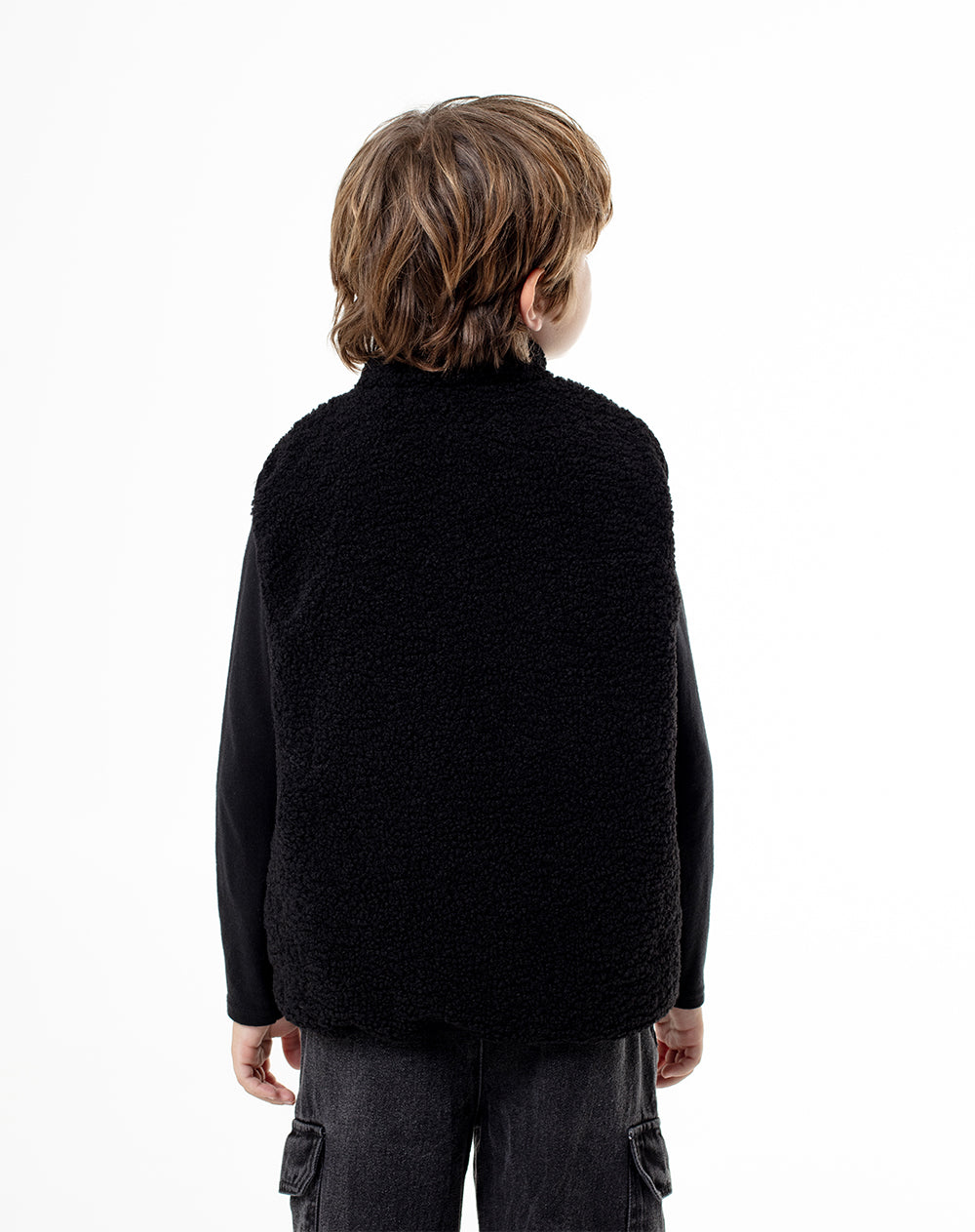 Chaleco regular fit sin capucha negro
