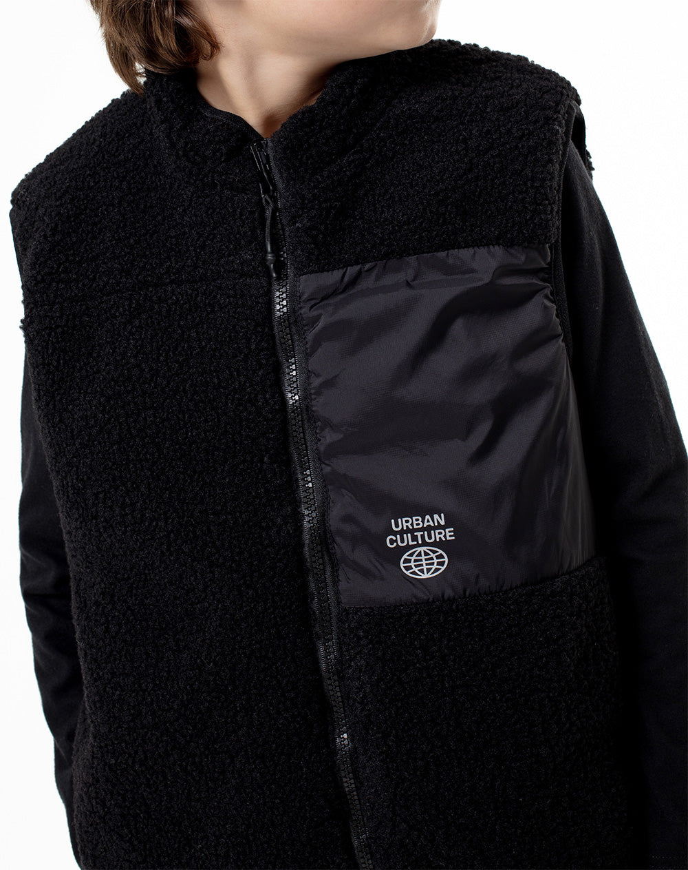 Chaleco regular fit sin capucha negro