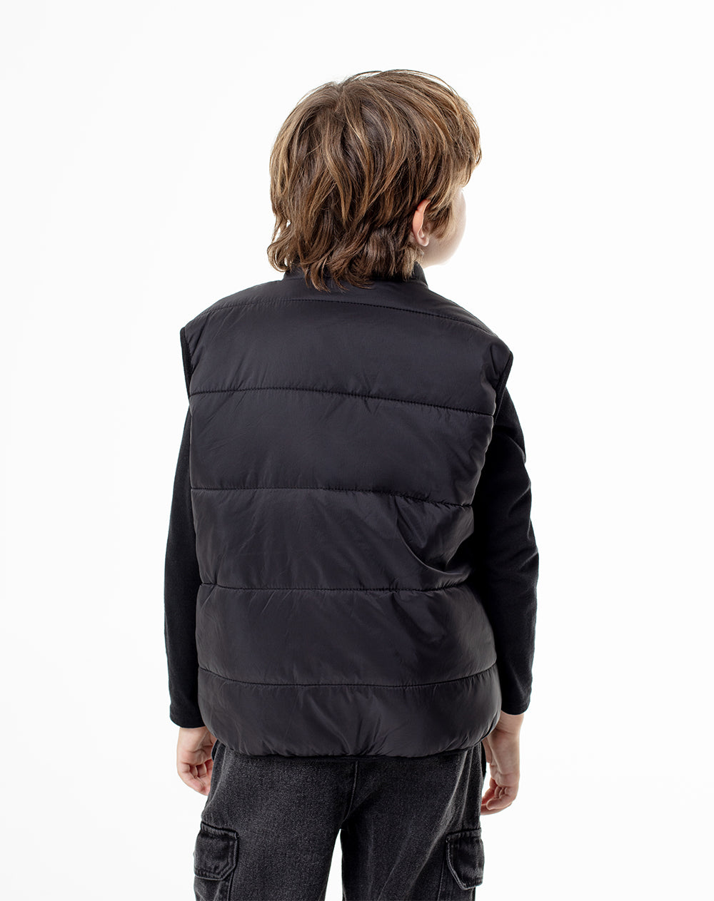 Chaleco regular fit sin capucha negro