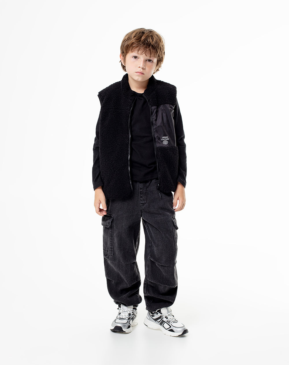 Chaleco regular fit sin capucha negro