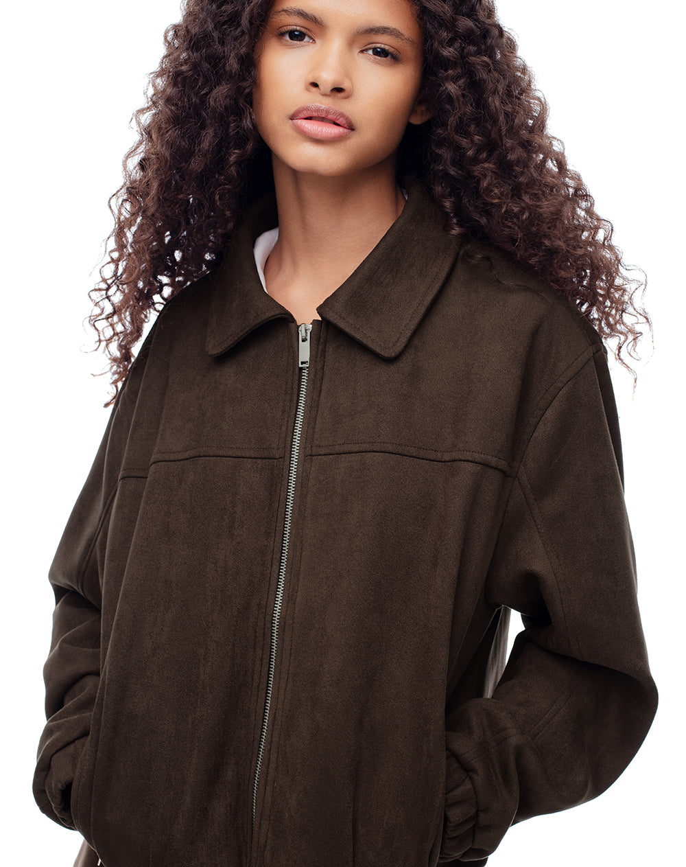 Chaqueta relaxed fit sin capucha chocolate