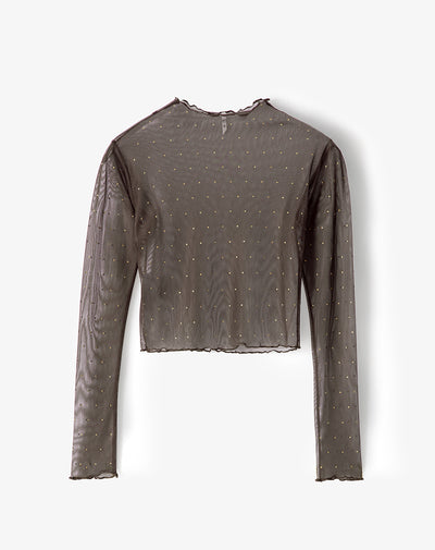 Camiseta slim fit manga larga chocolate