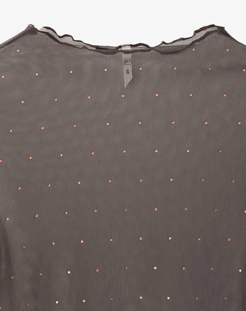 Camibuzo slim tejido tull brillos chocolate mujer