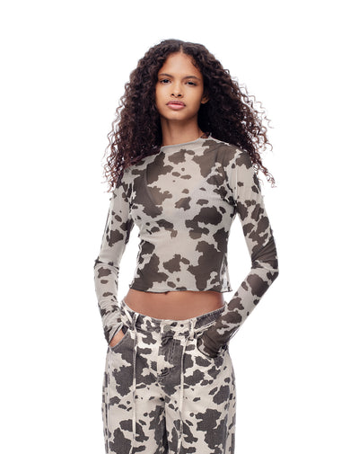 Camibuzo slim tejido tull print mujer