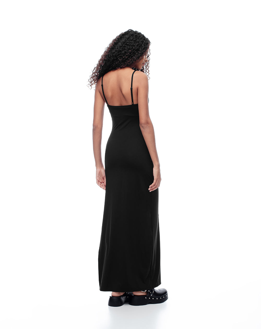 Vestido largo slim negro mujer