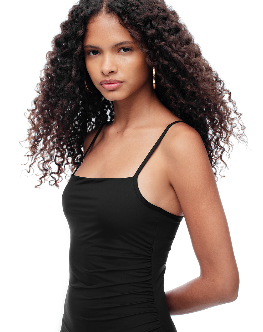 Vestido largo slim negro mujer