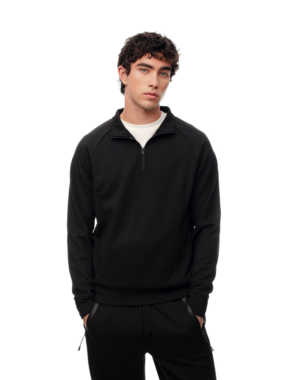 Buzo relax tacto suave negro hombre