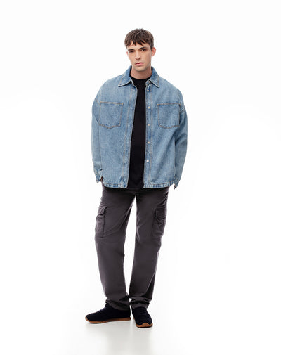 Pantalón cargo slim algodón gris hombre