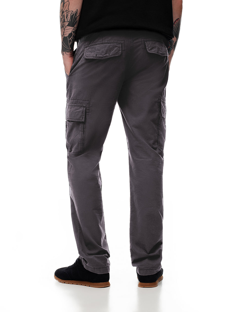 Cargo slim fit tiro medio gris