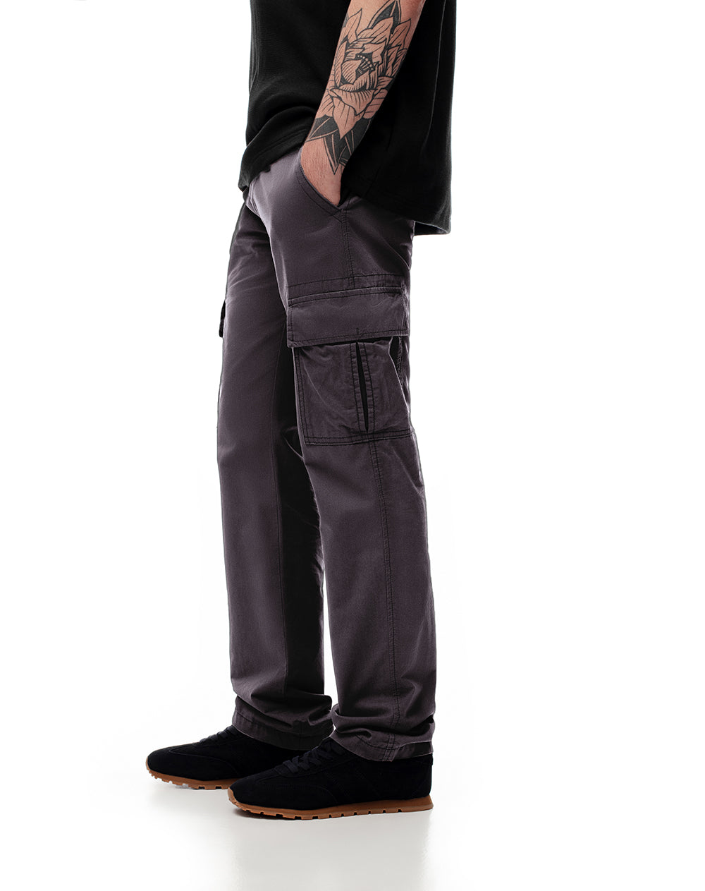 Pantalón cargo slim algodón gris hombre