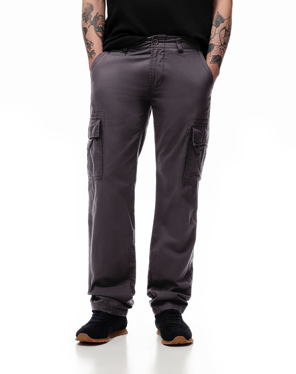 Pantalón cargo slim algodón gris hombre
