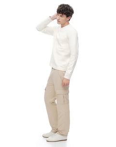 Pantalón cargo slim algodón habano hombre