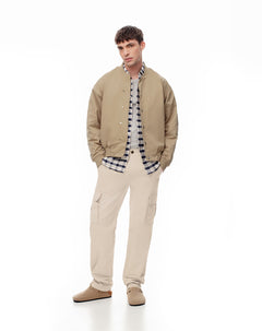 Pantalón cargo slim algodón habano hombre