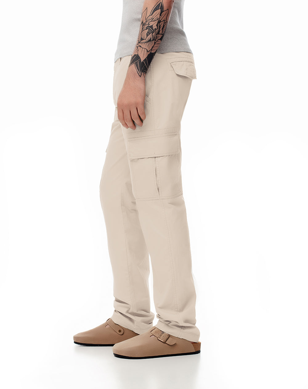 Pantalón cargo slim algodón habano hombre