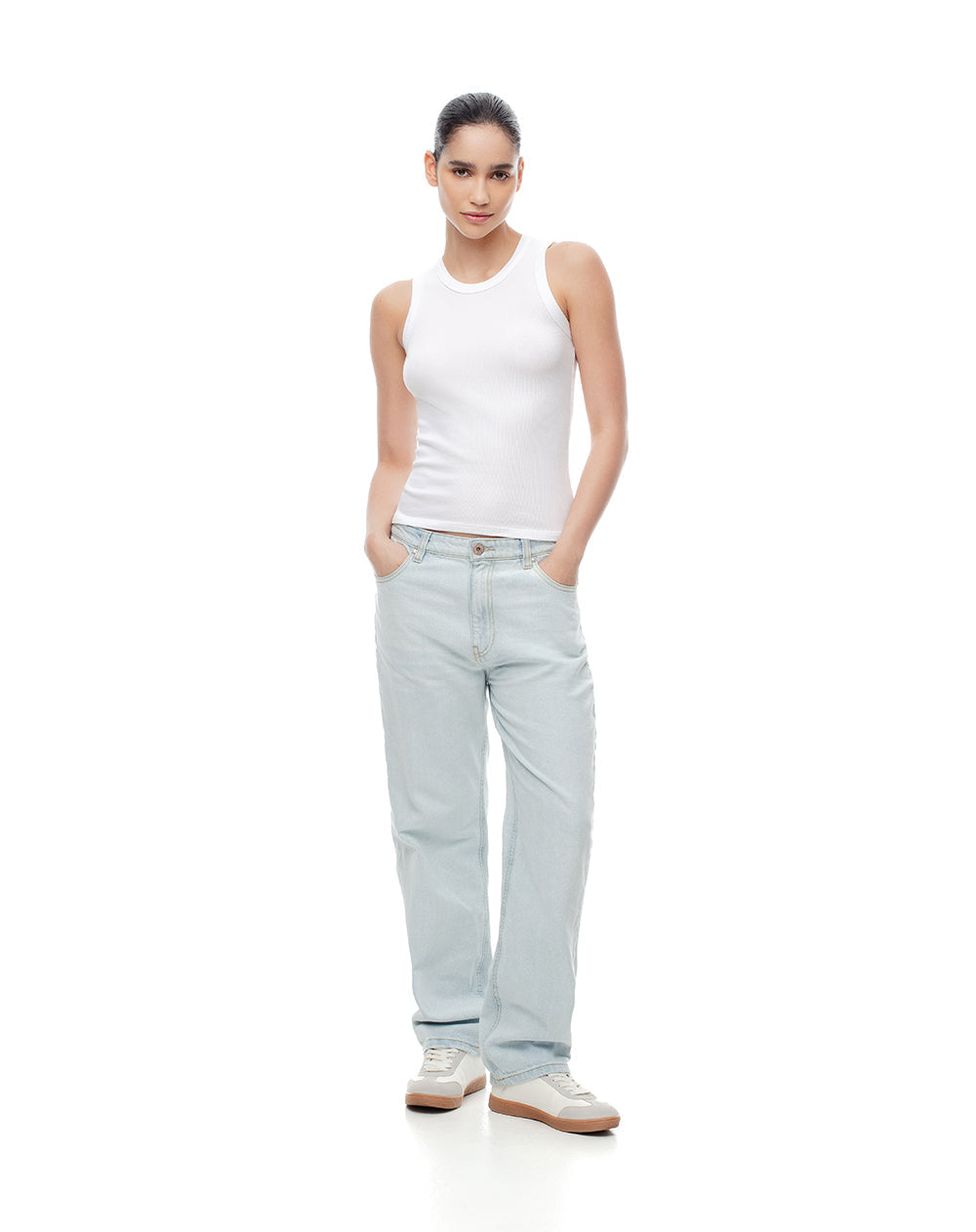 Pack x2 camiseta esqueleto slim rib negro + blanco mujer