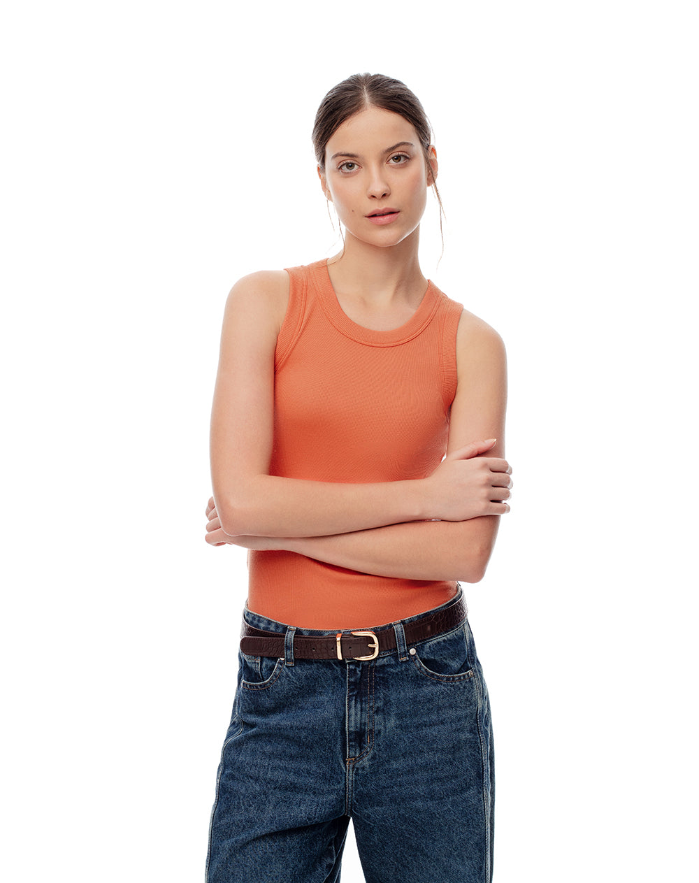 Camiseta slim fit naranja