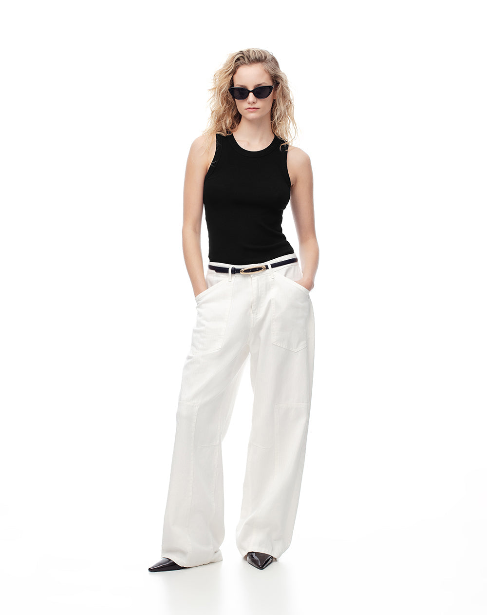 Pack x2 camiseta esqueleto slim rib negro + blanco mujer