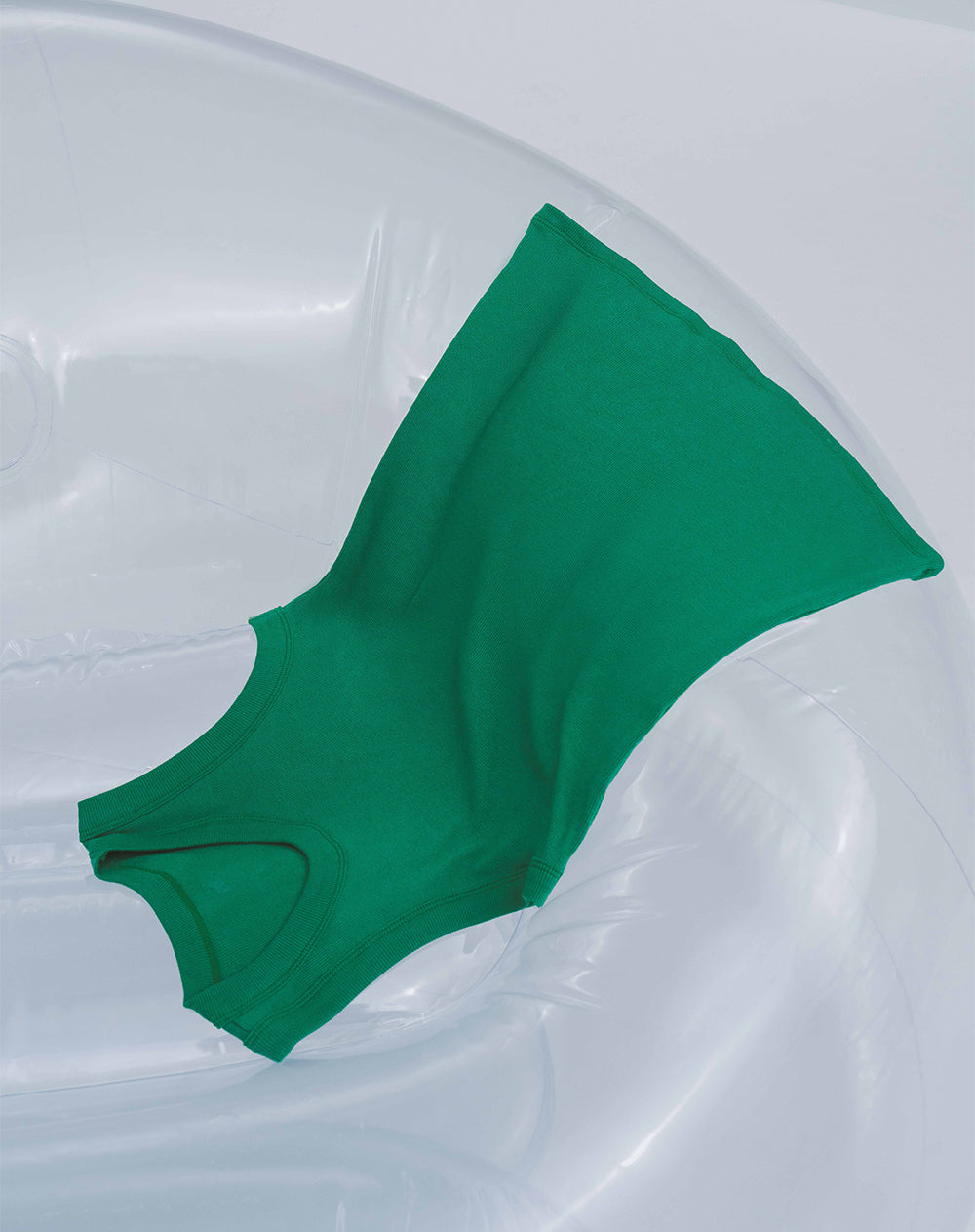 Camiseta esqueleto slim rib algodón verde mujer