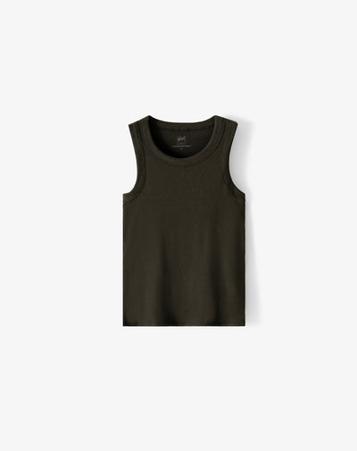 Camiseta esqueleto slim rib algodón verde mujer