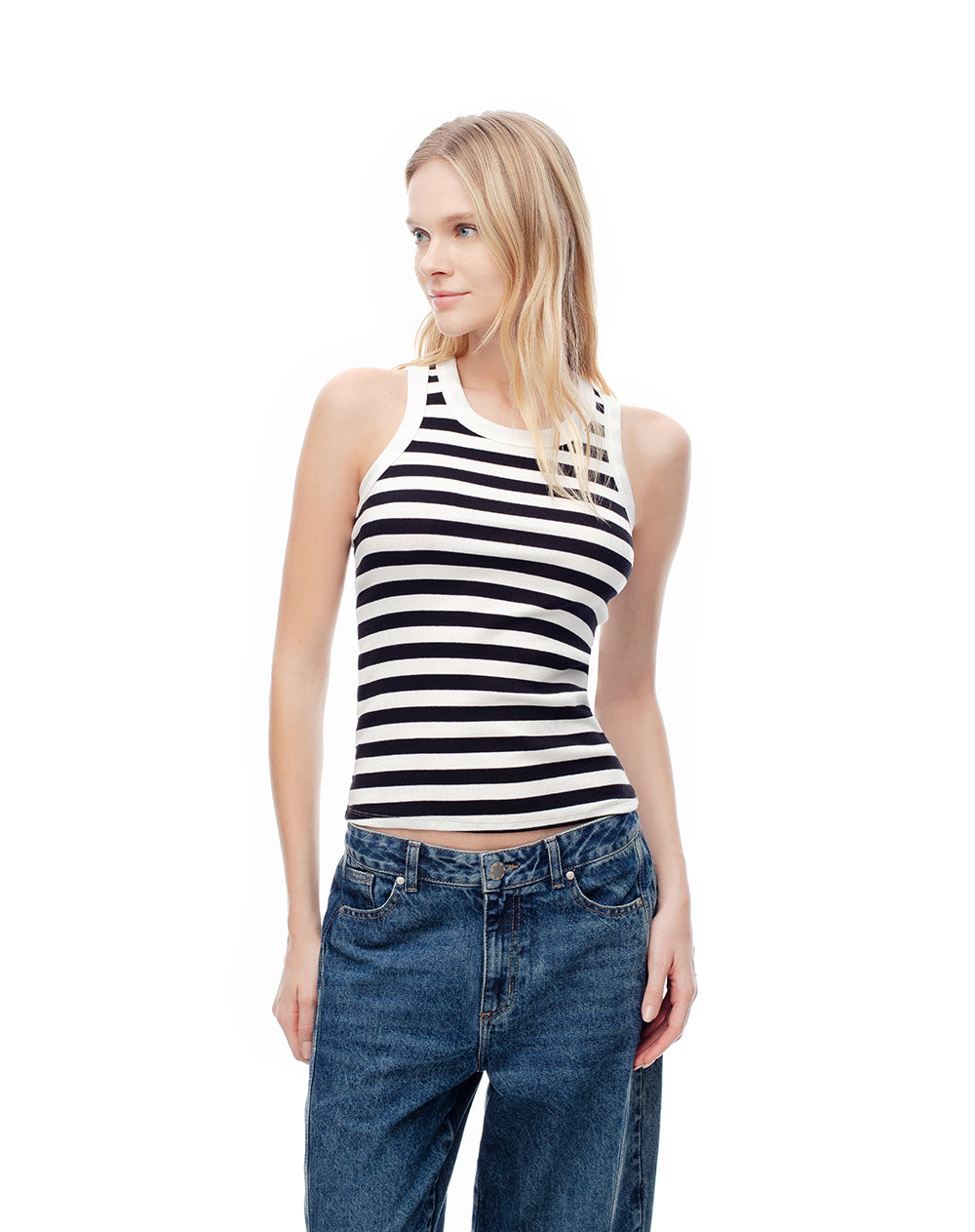 Camiseta esquelero slim algodón rayas mujer