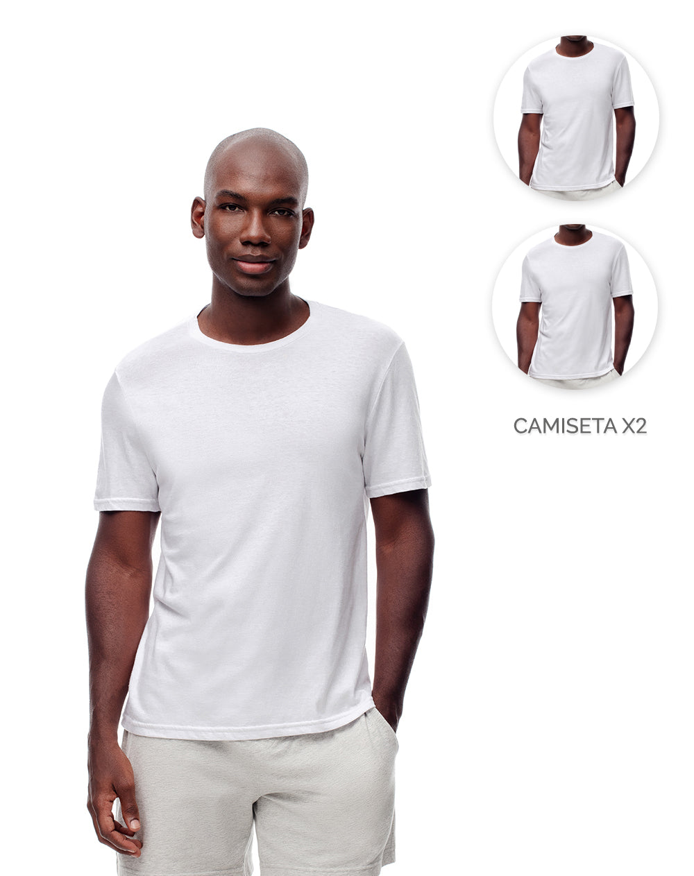 2 camisetas slim fit manga corta blanca
