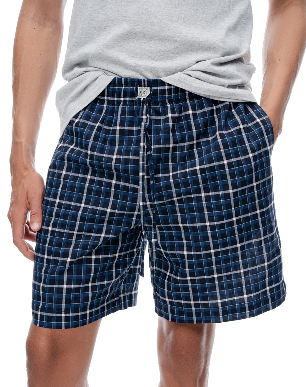 Pijama relaxed manga corta azul cuadros hombre