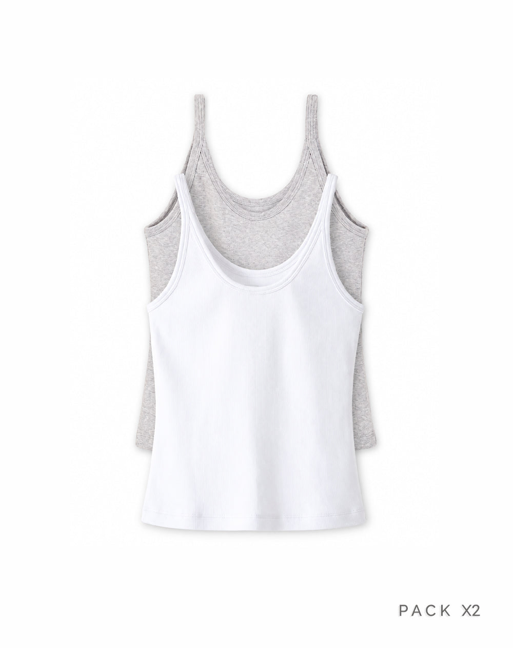 Pack x2 camiseta manga sisa slim rib algodón blanco + gris mujer