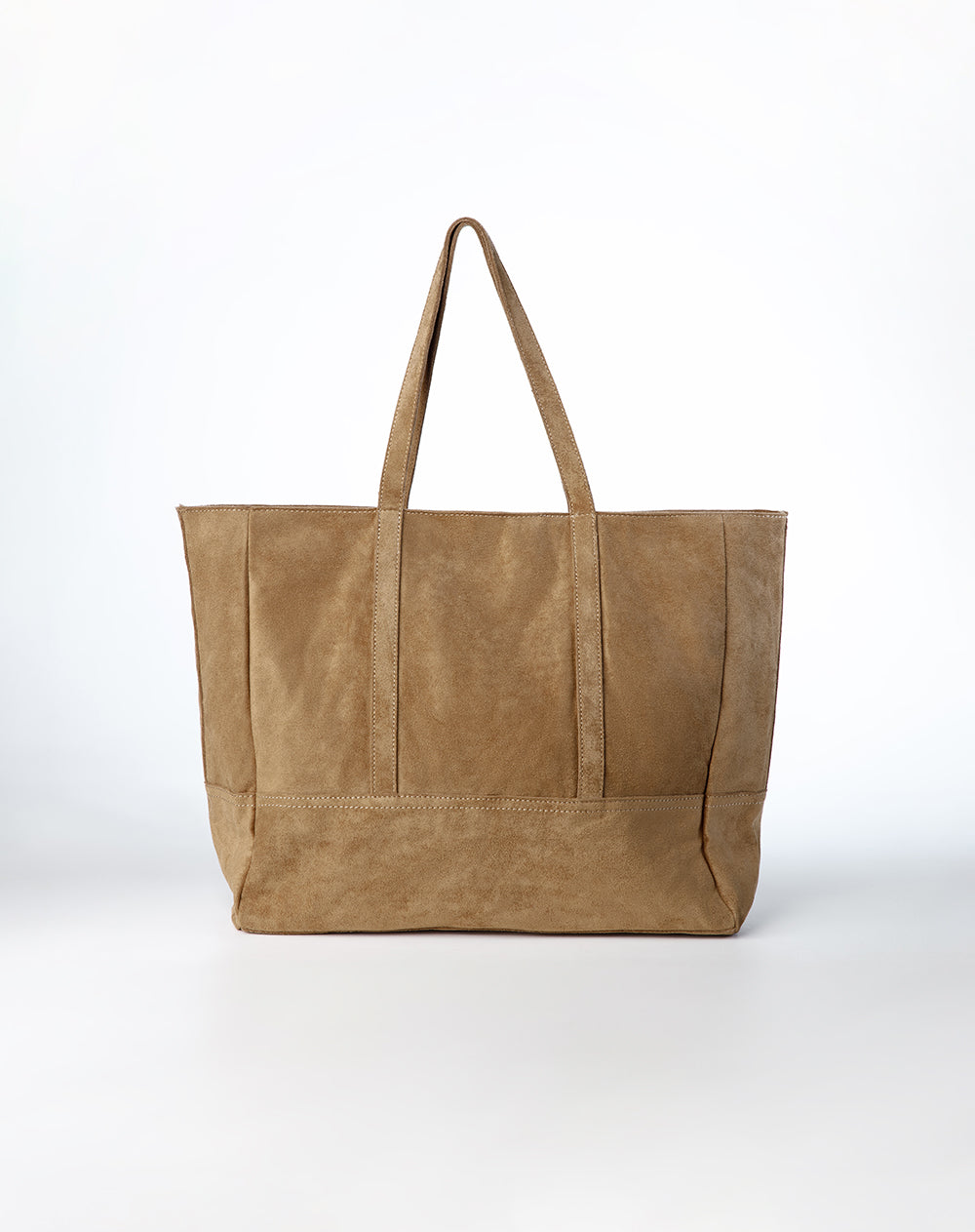 Bolso tote tipo gamuza café mujer