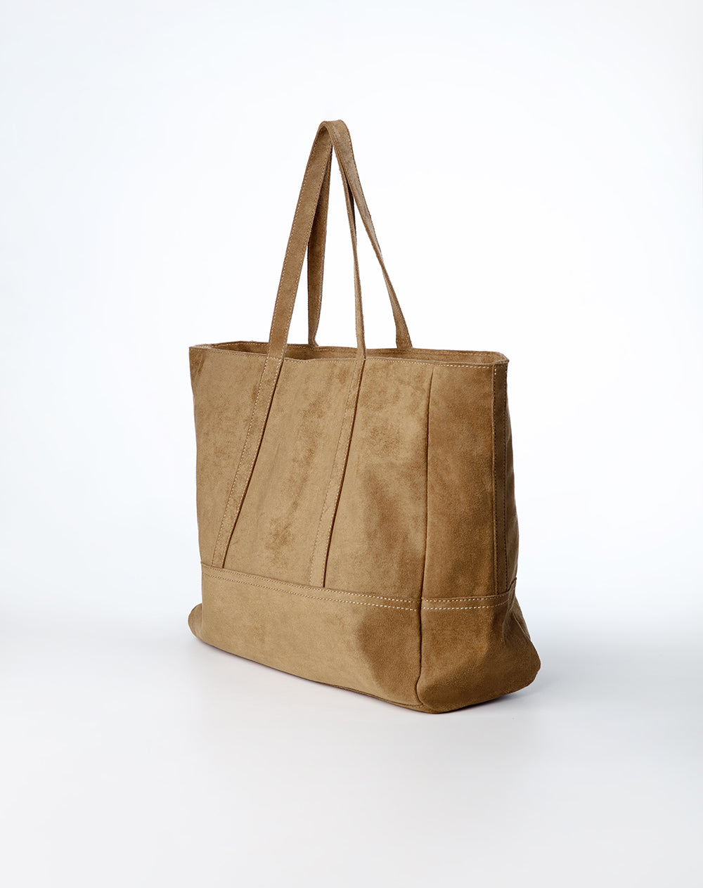 Bolso tote tipo gamuza café mujer
