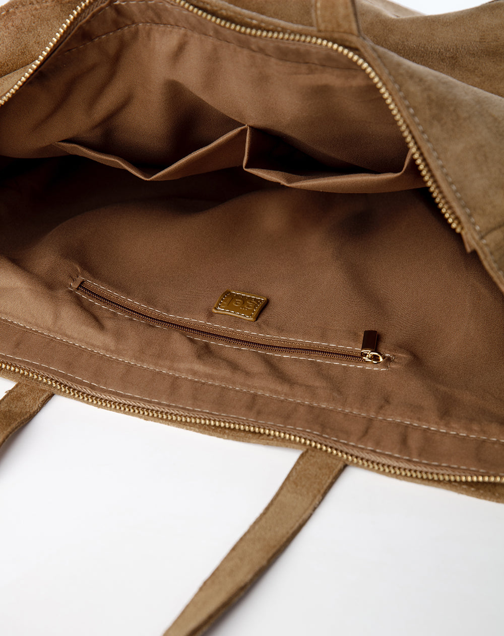 Bolso tote tipo gamuza café mujer