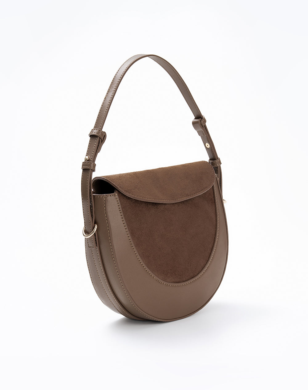 Bolso media luna café mujer