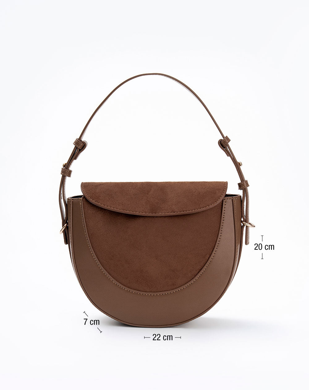 Bolso media luna café mujer
