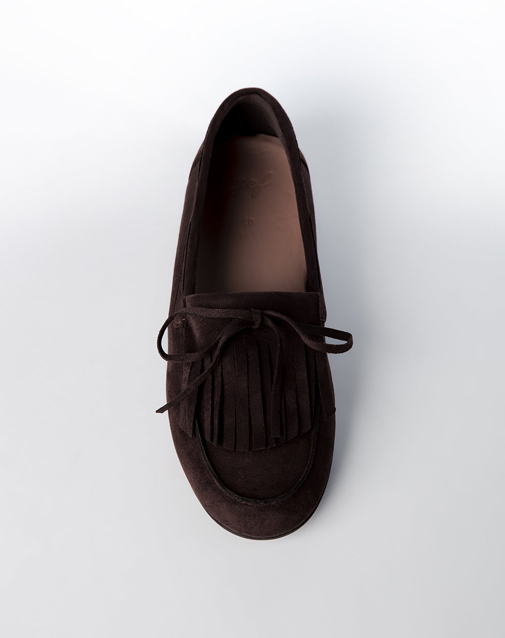 Mocasines flecos tipo gamuza café mujer