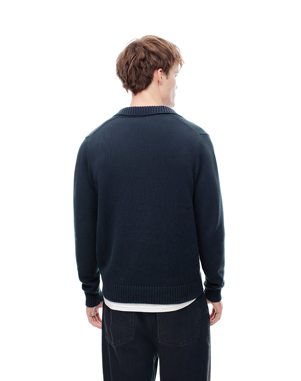 Buzo tipo polo regular tejido algodón azul hombre