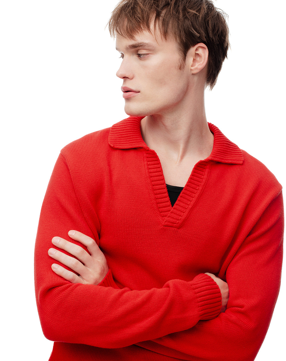 Buzo tipo polo regular tejido de punto rojo hombre